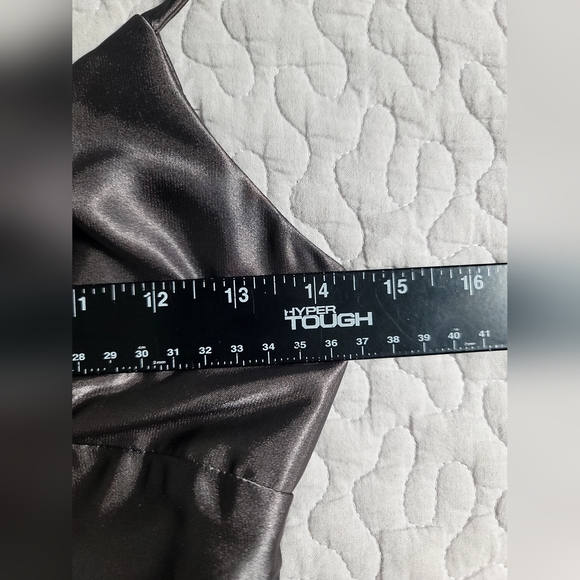 Cache Dress Women Size 2 Gray Satin Halter With  Bubble Hem Rhinestone Y2K Gaudy - Picture 3 of 11